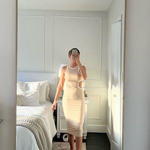 Beige open side midi dress